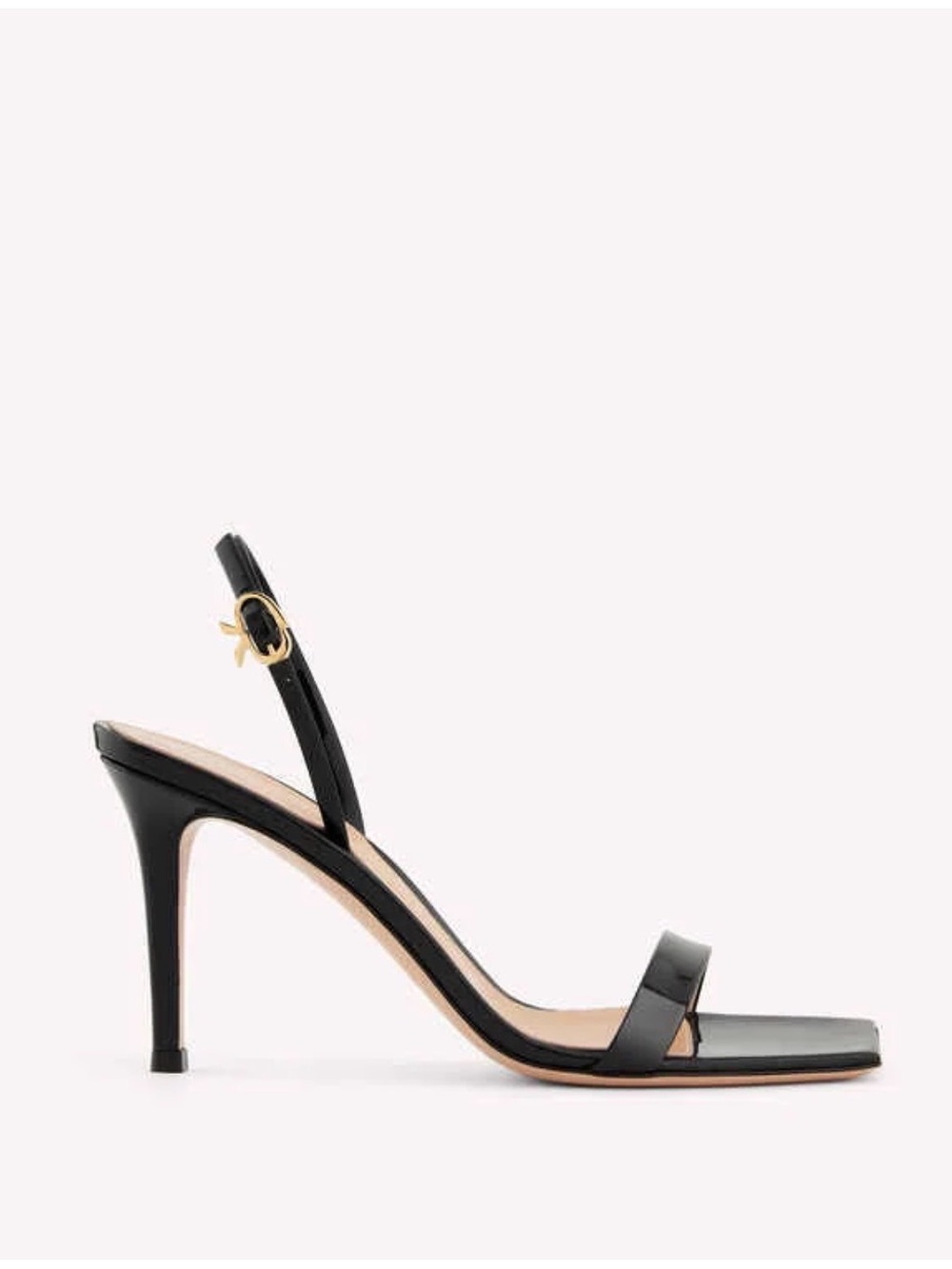Gianvito Rossi Black Leather Square-Toe Slingback Heel